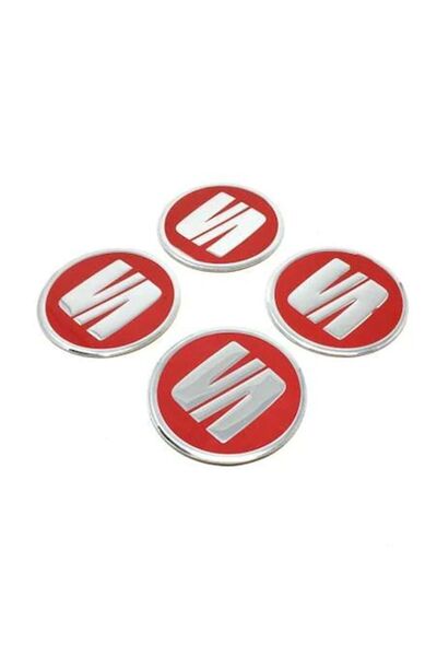 GARDENAUTO Seat Jant Göbeği Alüminyum Sticker Yapıştırma 60mm 4'lü Set Kırmızı