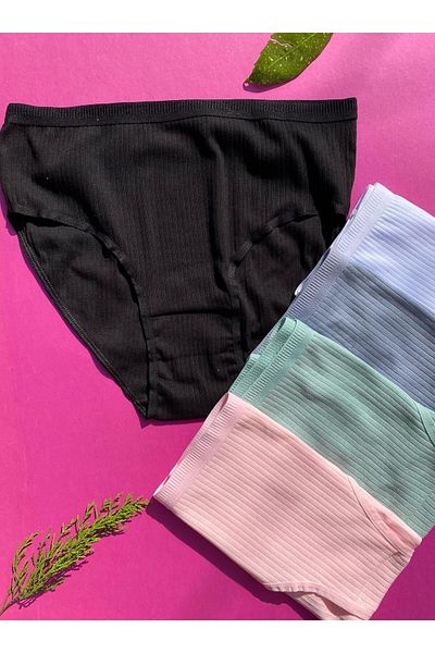 Freya Boutique Γυναικεία 5 Πακέτα Βαμβακερά Μαύρα, Ροζ, Λευκά, Πράσινα και Μπλε Χρώμα Τρίγωνο Σλιπ εσώρουχα 50V20
