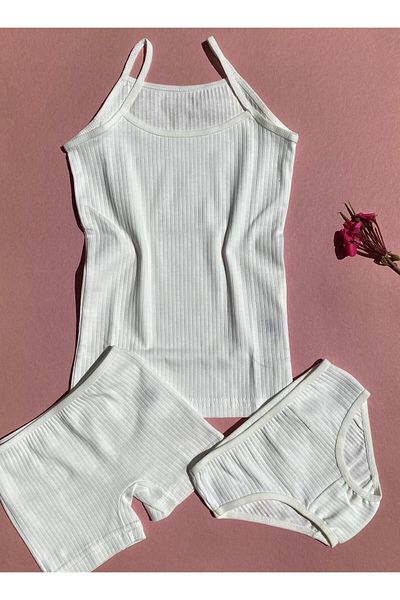 VicTroy Corded Tank Top and Panty Set for Girls - 4-Piece Rope Strap Shorts Set (Total 12 Pieces)