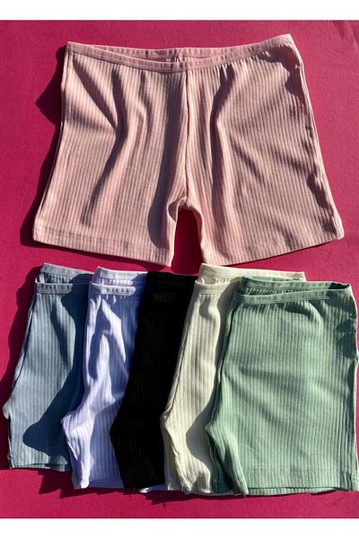 VicTroy 6 Pieces of Ribbed Cotton Lycra Women's Shorts-Bermuda