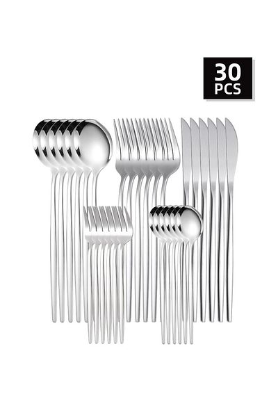 Choice 30pc Stainless steel cutlery set steak knife fruit fork dessert spoon set