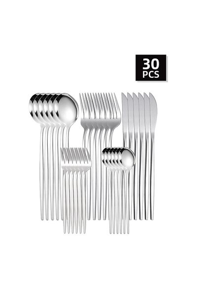 Choice 30pc Stainless steel cutlery set steak knife fruit fork dessert spoon set