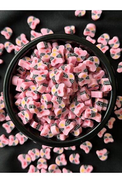 Bijumix Aksesuar 25 Adet 10 mm Pembe Kedi Hello Kitty Figürlü Polimer Kil Fim...