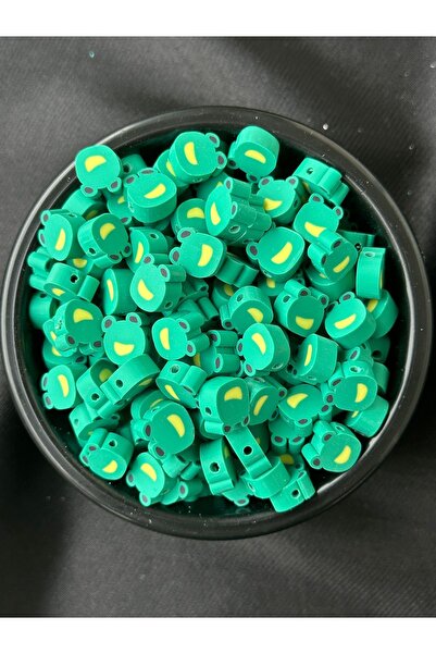 Bijumix Aksesuar 25 Adet 10mm Kurbağa Figürlü Fimo Boncuk Takı Yapımı ve Akse...