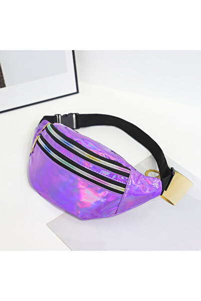 Choice Purple Holographic Fanny Pack,Hologram PU Waist Pack Waterproof Shiny ...