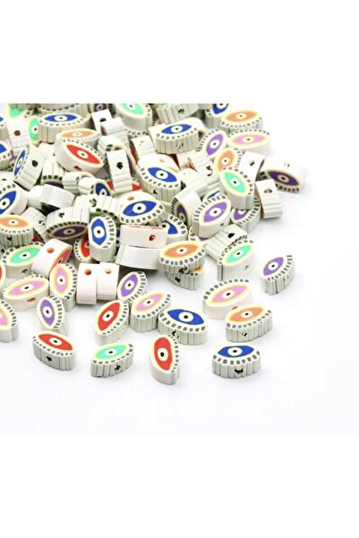 Bijumix Aksesuar 25 Adet 10mm Polimer Kil Fimo Karışık Renkli Nazar Boncuk Gö...
