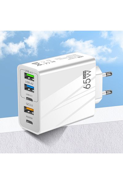 Maerknon GaN Charger USB 65W Muti 5 Ports PD Quick Fast High Speed Charging Type C Mobile Phone Adapter fo...