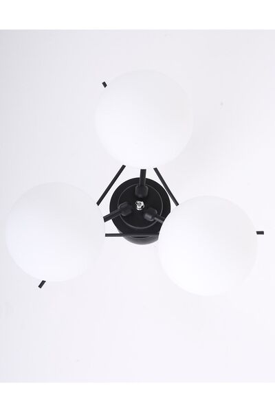 MŞ Aydınlatma Üçgen Siyah Krom 3 Beyaz Camlı Avize