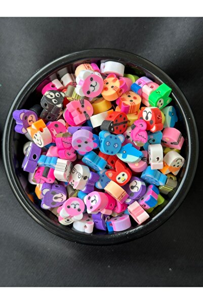 Bijumix Aksesuar 25 Adet 10mm Polimer Kil Fimo Karışık Hayvan Figürlü Boncuk ...