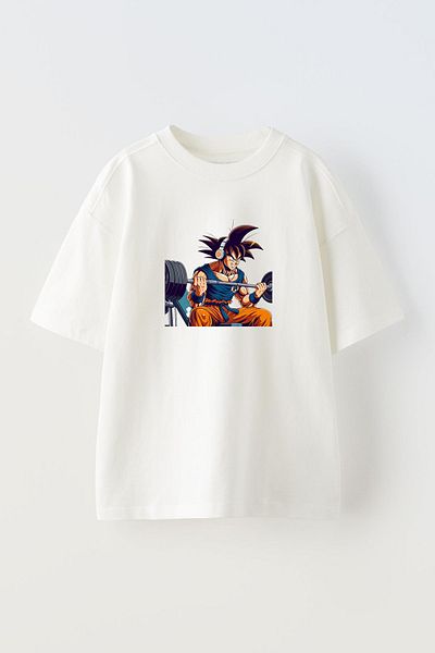 NMG TEKSTİL Bumbac alb supradimensionat - Tricou pentru bărbați Tekken Gym Anime