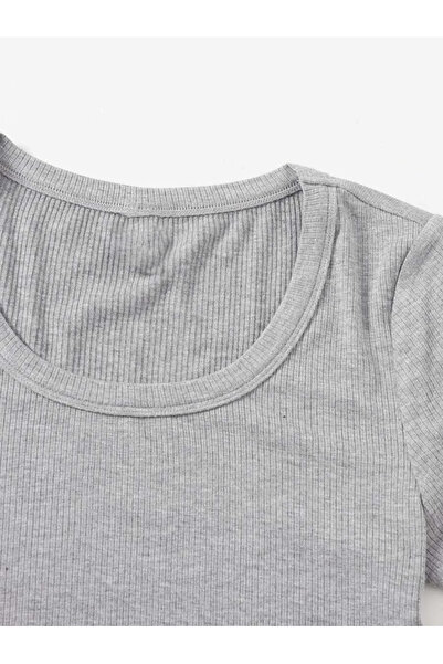 Mad&Calf U-Neck Ribbed Women's Crop Top - Basic Cotton