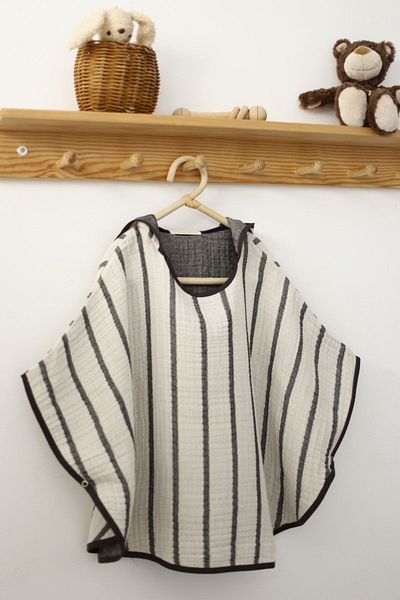 Mujo Baby&Kids Organic 4 Layer Striped Muslin Children's Poncho