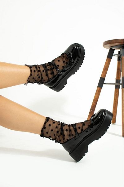 AtegeWear Black Oxford Patent Leather Harajuku Style Lolita Shoes