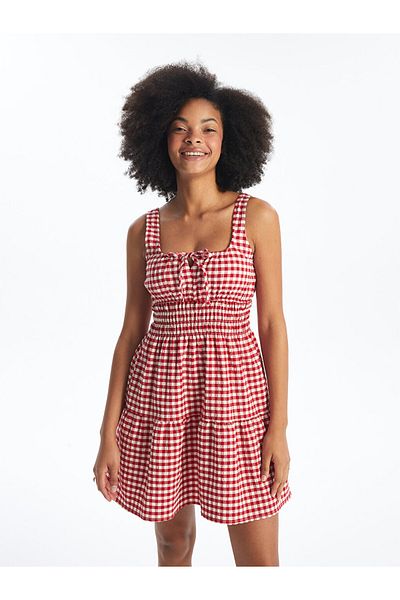 LC Waikiki LCW Plaid Patterned Women's Dress with U Collar
