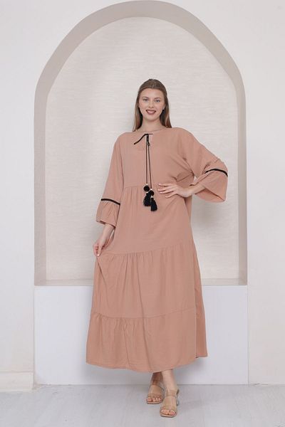 mervemoda Γυναικείο υφαντό φόρεμα μεγάλου μεγέθους