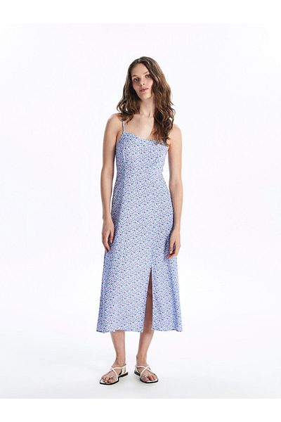 LC Waikiki Rochie de dama cu decolteu inima cu model floral - cu bretele
