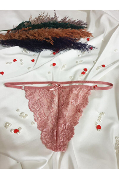 KEMSON Κορδόνι πίσω, μπροστινό στρινγκ δαντέλας με ελαστική μέση, χρώμα πούδρας 0035