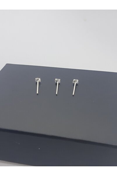 Set 925 Ayar Gümüş (3 Adet) Zirkon Taşlı 3 mm Yuvarlak Küpe(3'lü Ekonomik Paket)