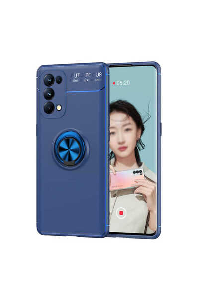halkhouse Oppo Reno 5 5G Uyumlu Kılıf Auto Focus Yüzüklü Standlı Ravel Siliko...