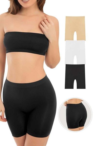 Cottonhill Premium - Boxer ultra-confortabil pentru femei, cu talie înaltă, cu picioare lungi, pachet de 3