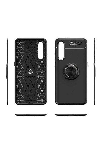 halkhouse Xiaomi Mi 9 SE Uyumlu Kılıf Auto Focus Yüzüklü Standlı Ravel Silikon Kapak