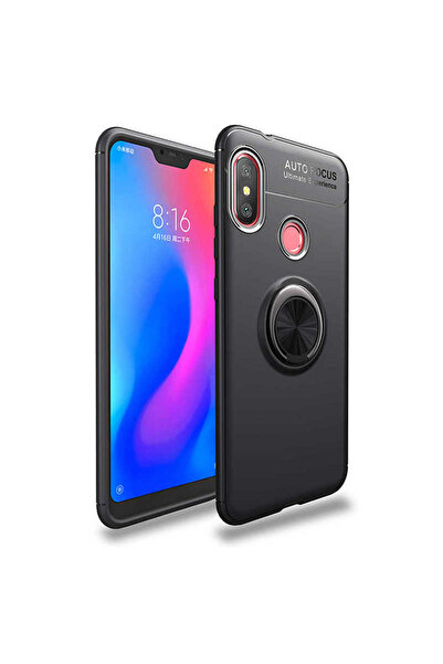 halkhouse Xiaomi Redmi Note 6 Pro Uyumlu Kılıf Auto Focus Yüzüklü Standlı Ravel Silikon Kapak