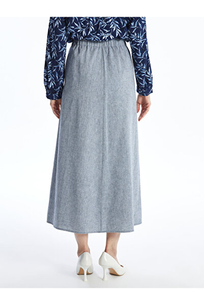 LC Waikiki Sima vászonkeverék női szoknya elasztikus derékkal