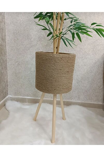 BLACK PEARL Ahşap Ayaklı Sepet/saksılık Naturel 46 Cm Ayak Boyu (24CM VEYA 39...