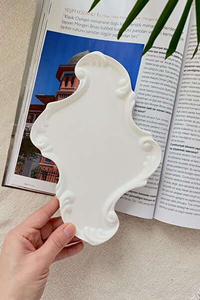 RENKLERLE DANS TASARIM طبق زخرفي ضيق منقوش بالدانتيل، عرض تقديمي، صينية مجوهر...