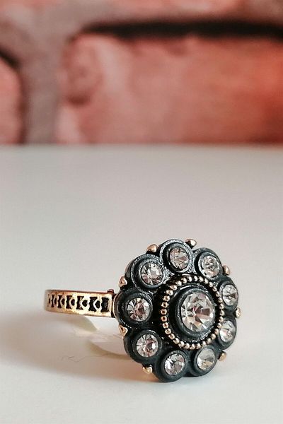 Esra Pamir Diamond Mounted Glazed Large Flower Ring