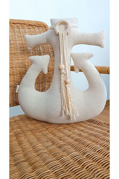 O&G Collection Çıpa / Gemici 100% Cotton Ecru Decorative Throw Pillow / Home Decoration / Pillow / Summer / Beach / Sea