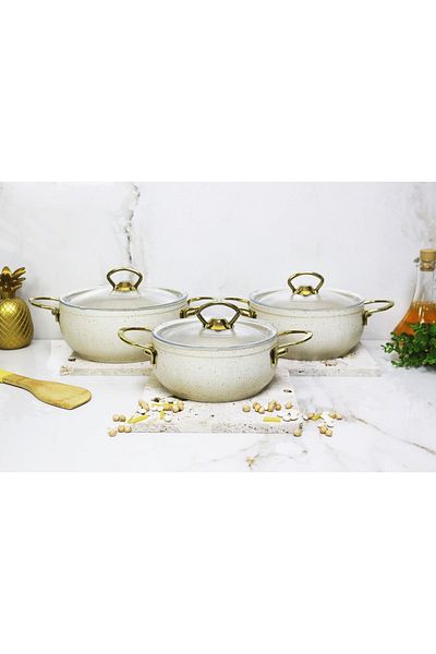 Evita Eco Gold Granite 6 Piece Mini Casserole Set Ivory