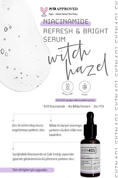 Skin401 %10 Niacinamide Canlandırıcı Ve Aydınlatıcı Serum 30ml