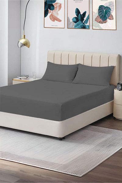 CASPARA طقم ملاءة مطاطية مزدوجة مقاس 160x200 - 2 كيس وسادة متضمن