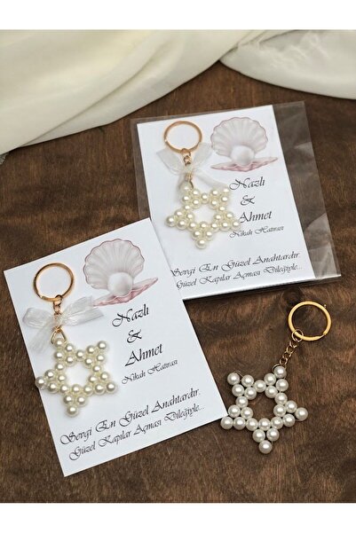 Masalsı Concept inci yıldız anahtarlık 15 adet kişiye özel kart tasarımı yeni...