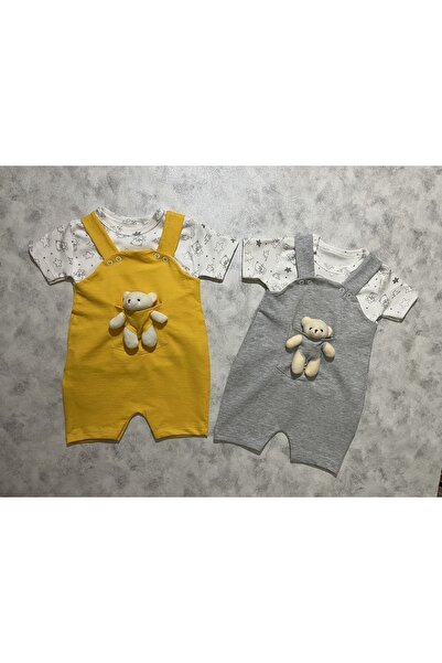MBK GARDEN Oyuncak Ayıcıklı 2li Salopet Seti Unisex Bayramlık Bebek Tulum 3-6...
