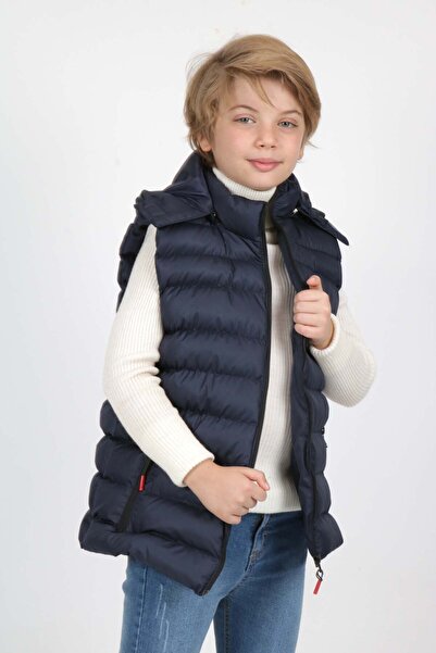 Buket Tekstil Navy Blue Double Pocket Extra Fiber Vest for Boy