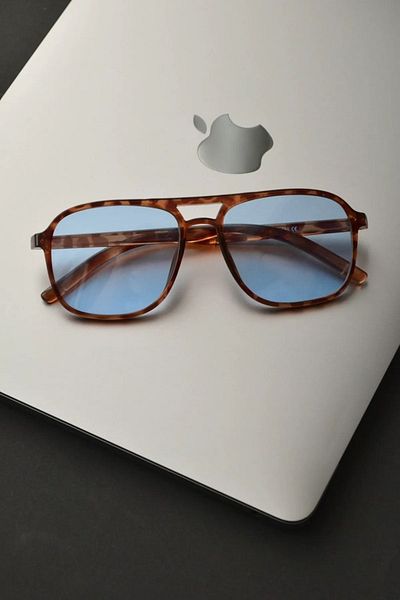 LOOKUP Blue Square Rectangle Vintage-retro Unisex Sunglasses