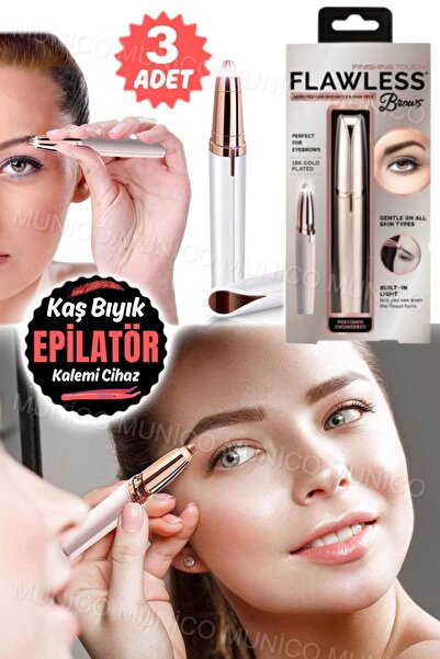 Munico 3 Adet Mini Şarj Edilebilir Kaş Düzeltici Makyaj Epilatörü Kaş Bıyık Alma Tıraş Makinesi Jilet