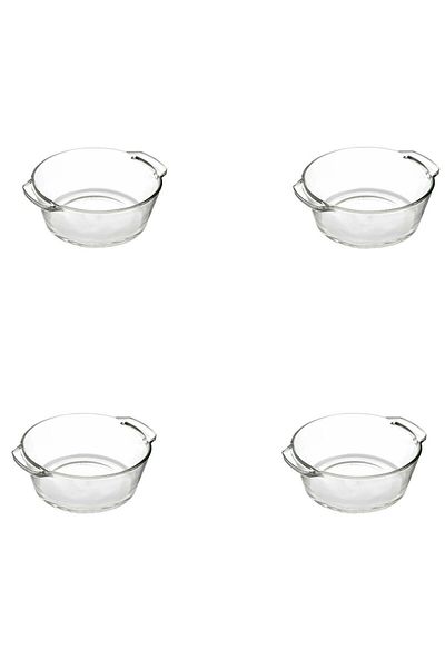 YANPA TİCARET Yanpa Ticaret 4-Piece Glass Bowl - Handled Breakfast Jam and Snack Bowl Set Round