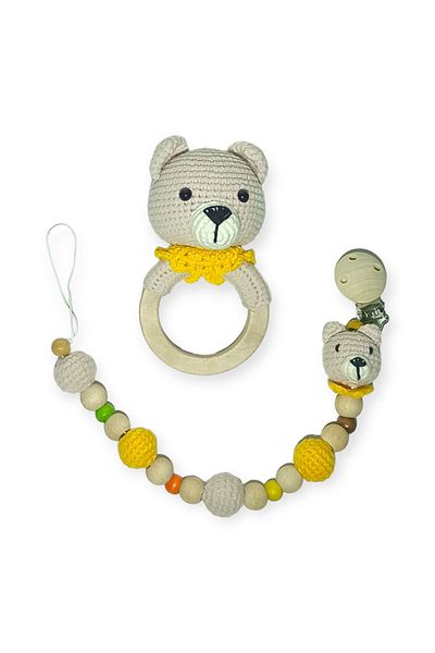Birmelek Set with External Scratcher and Pacifier Strap