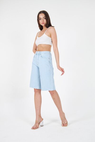 CRC JEANS Buz Mavisi Midi Boy Şort