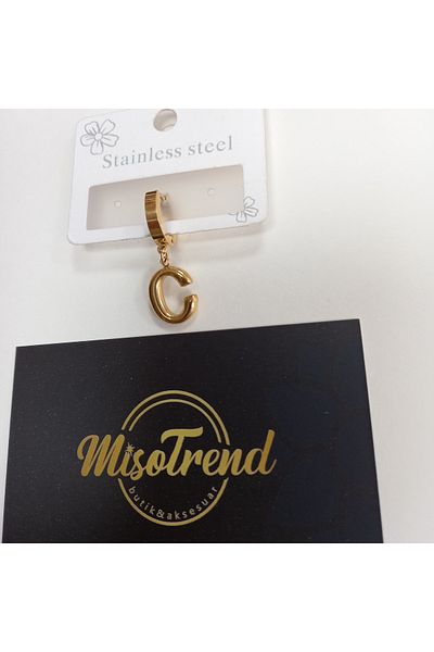 miso aksesuar takı Misotrend Steel Letter C Balloon Earrings - Single Pack