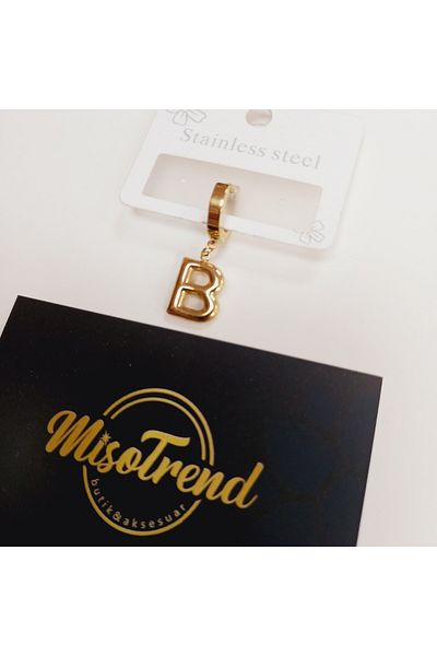 miso aksesuar takı Misotrend Steel B Letter Balloon Earrings - Single Pack