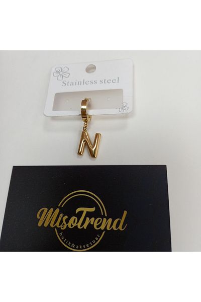 miso aksesuar takı Misotrend Steel N Letter Balloon Earrings - Single Pack