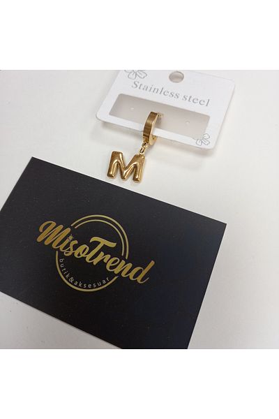 miso aksesuar takı Misotrend Steel M Letter Balloon Earrings - Single Pack