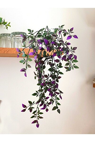 Lilac Home Artificial Flower White Diamond Potted Green-Purple Tradescantina ...
