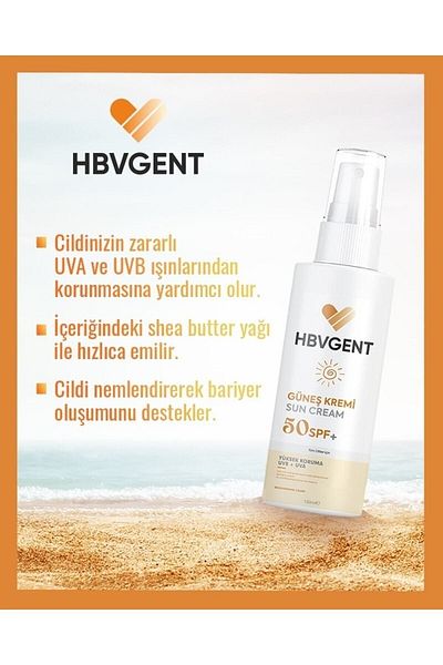 Hpvgent () Hbvgent Sun Cream 50 SPF+ High Protection UVB+UVA
