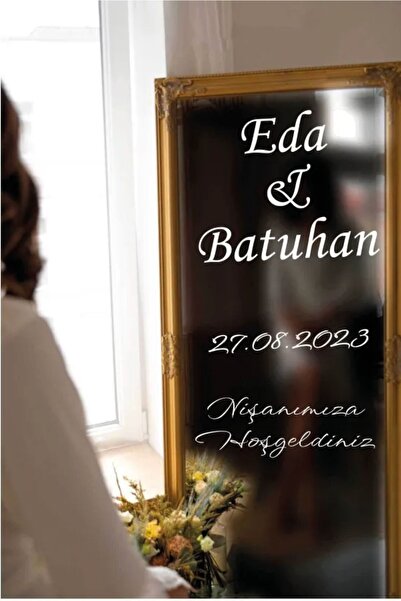 STİCKERCI BEY Düğün Nişan 40 Cm Ayna Yazısı Kişiselleştirilebilir Söz Organiz...