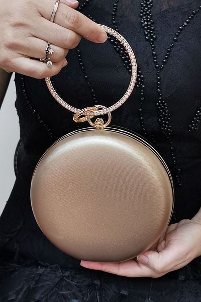 NAZART Fabric Bronze 259 Clutch Evening Dress Round Ladies Bag